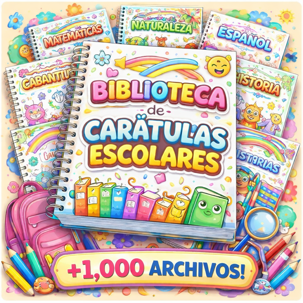 Biblioteca de carátulas escolares +1000 archivos editables